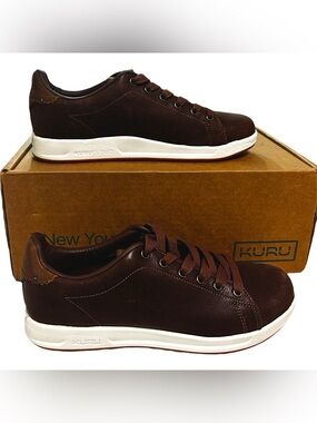 KURU Roam Shoes Mens Size 8 Clove Brown Leather Comfort Walking Sneakers Casual